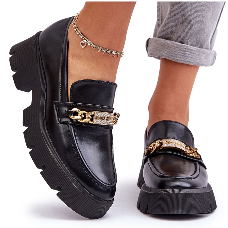 PS1 Classic Loafers On A Chunky Platform Black Catch Me!