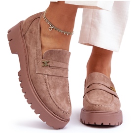 PS1 Suede Loafers With Brown Esperta Embellishment PS1 Suede Loafers With Brown Esperta Embellishment