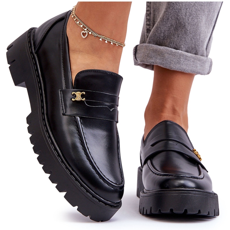 PS1 Leather Moccasins With Black Esperta Decoration