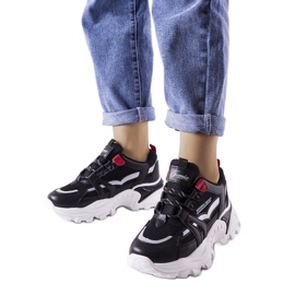 Black sneakers with neon Opal inserts