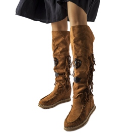 Inna Brown wedge boots from Cascia