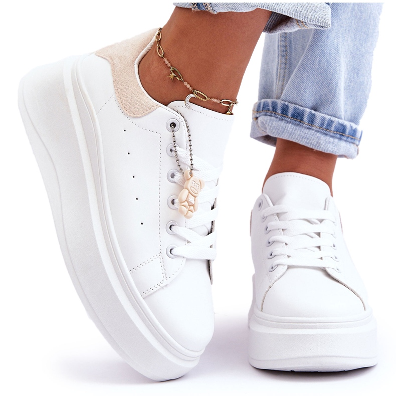 PS1 Women's Sports Shoes On A Massive Platform White And Beige Mariell