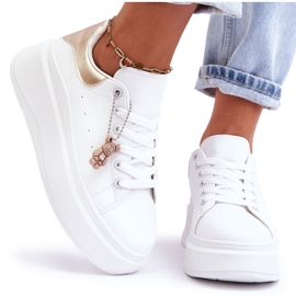PS1 Women's Sports Shoes On A Massive Platform White And Gold Mariell