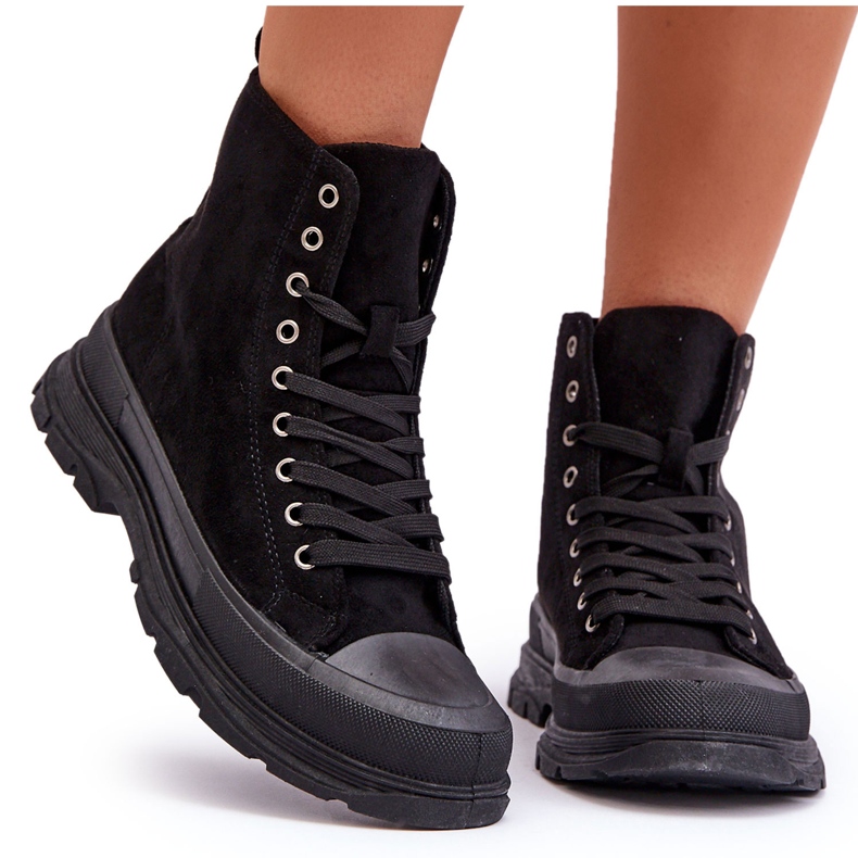 PS1 Women's Suede High Top Sneakers Black Eleamia