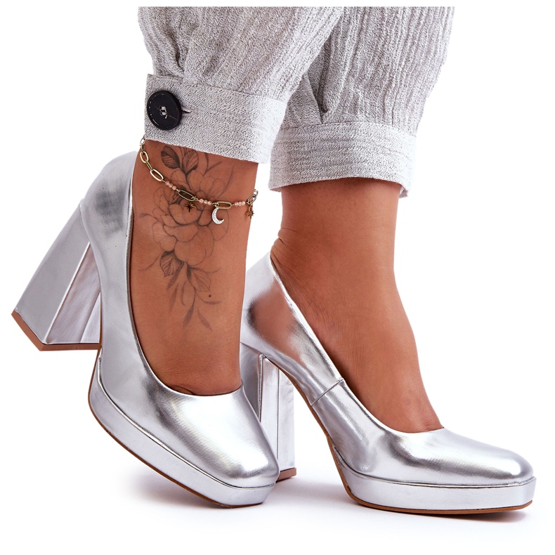 Pumps On Massive Heels Silver Rosalia