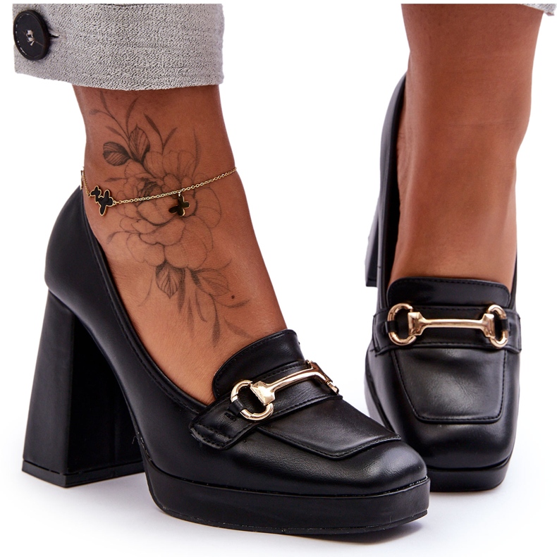 Fashionable Leather Pumps Black Rouse