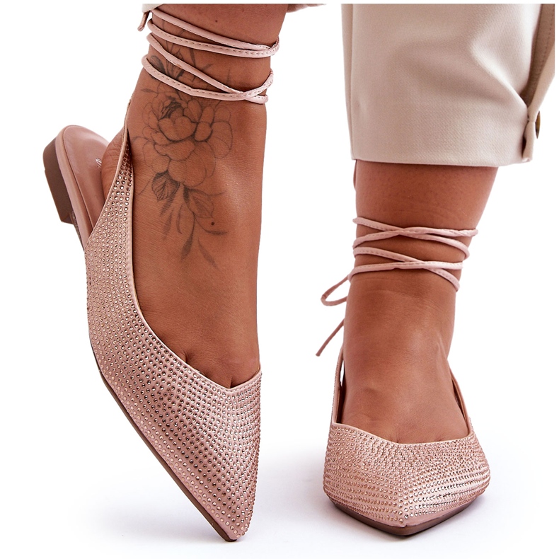 PG1 Lace Up Women's Ballerinas Beige Studded Jange