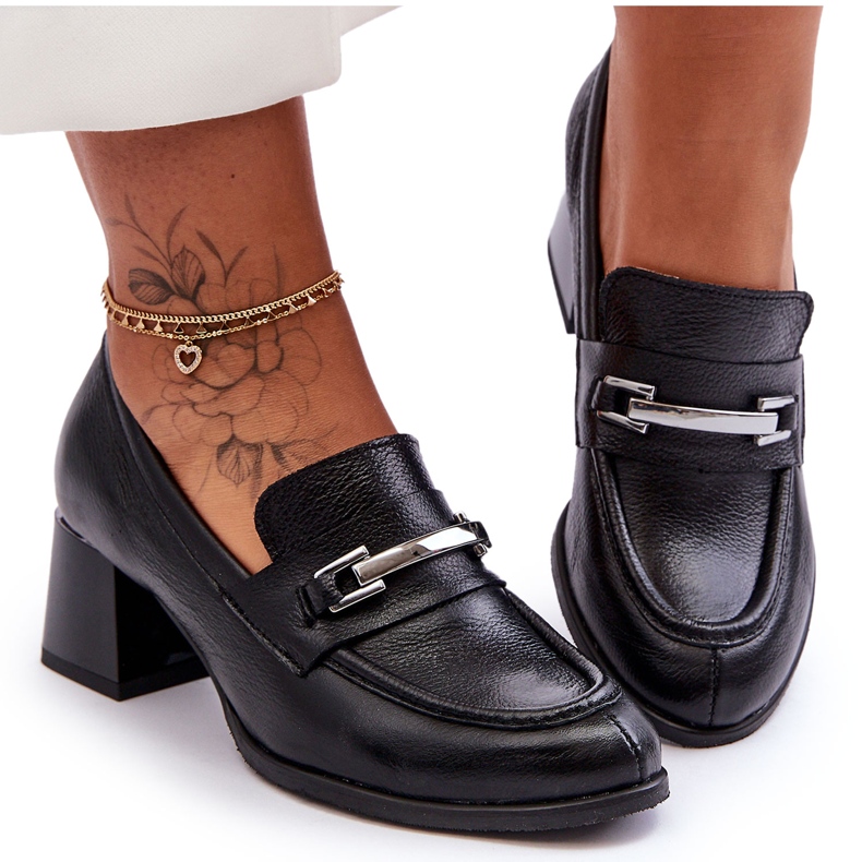 Lemar Comfortable Damira Black Leather Pumps