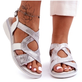 Women's Leather Sandals S.Barski 97619 Silver
