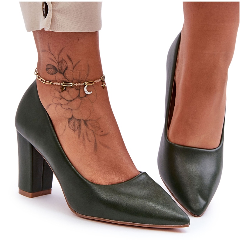 Classic High Heel Pumps Dark Green Odessa