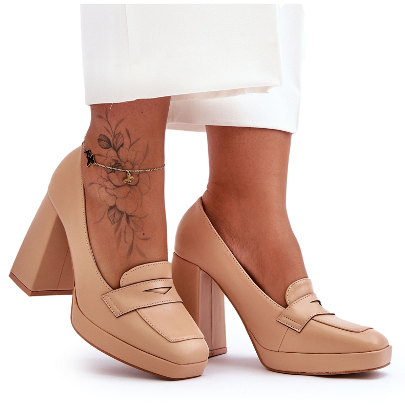 Nude Alisa High Heel Leather Pumps beige