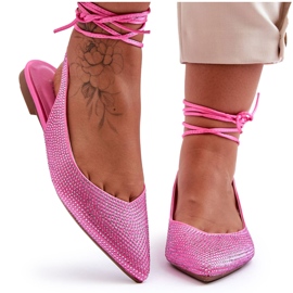 PG1 Lace-up Women's Ballerinas Embellished with Studs Pink Jange