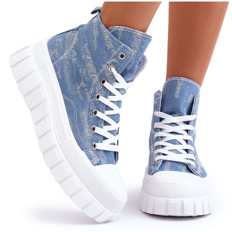 PS1 Women's High Textile Sneakers Blue Degas