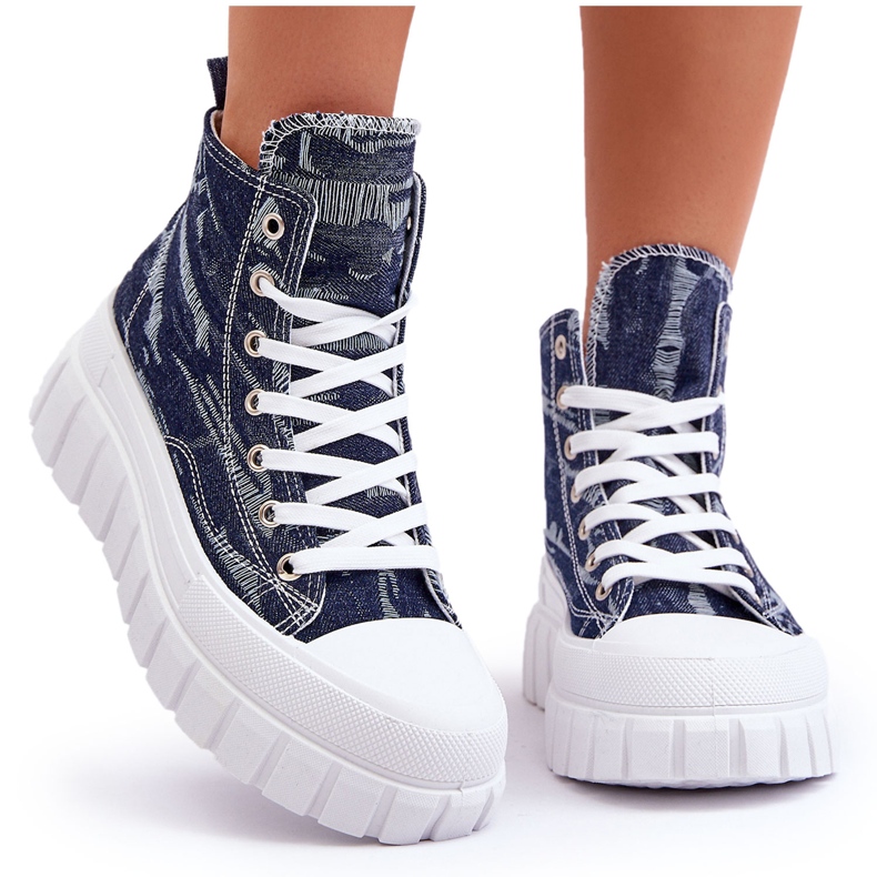 PS1 Women's High Textile Sneakers Navy Blue Degas PS1 Women's High Textile Sneakers Navy Blue Degas