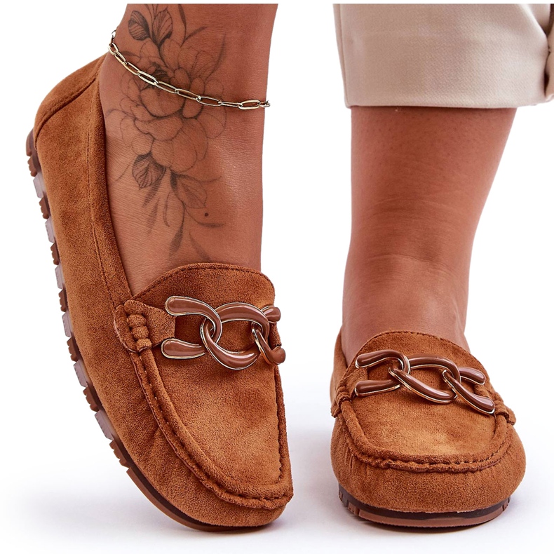 PG1 Women's Suede Flat Loafers Brown Appia