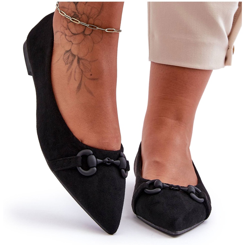 PG1 Suede Ballerinas With Black Noldaia Decoration