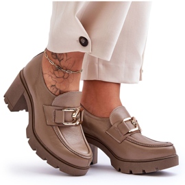 Lemar Elegant Brogues On Heel With Dark Beige Harmell Decoration Lemar Elegant Brogues On Heel With Dark Beige Harmell Decoration