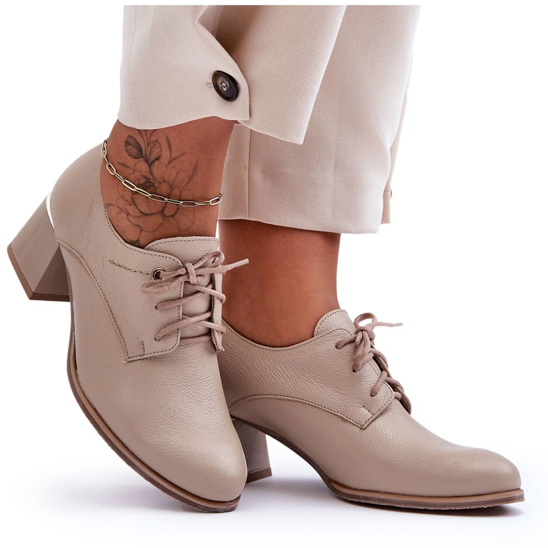 Laura Messi Women's Leather High Heels Beige Keria Laura Messi Women's Leather High Heels Beige Keria