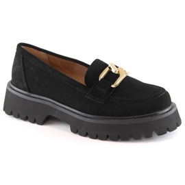 Filippo leather suede platform shoes W PAW459A black