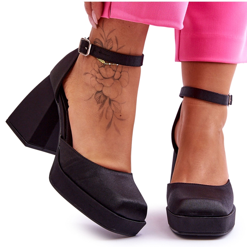 PA1 Fashionable Pumps On Massive Heels Black Sandia PA1 Fashionable Pumps On Massive Heels Black Sandia