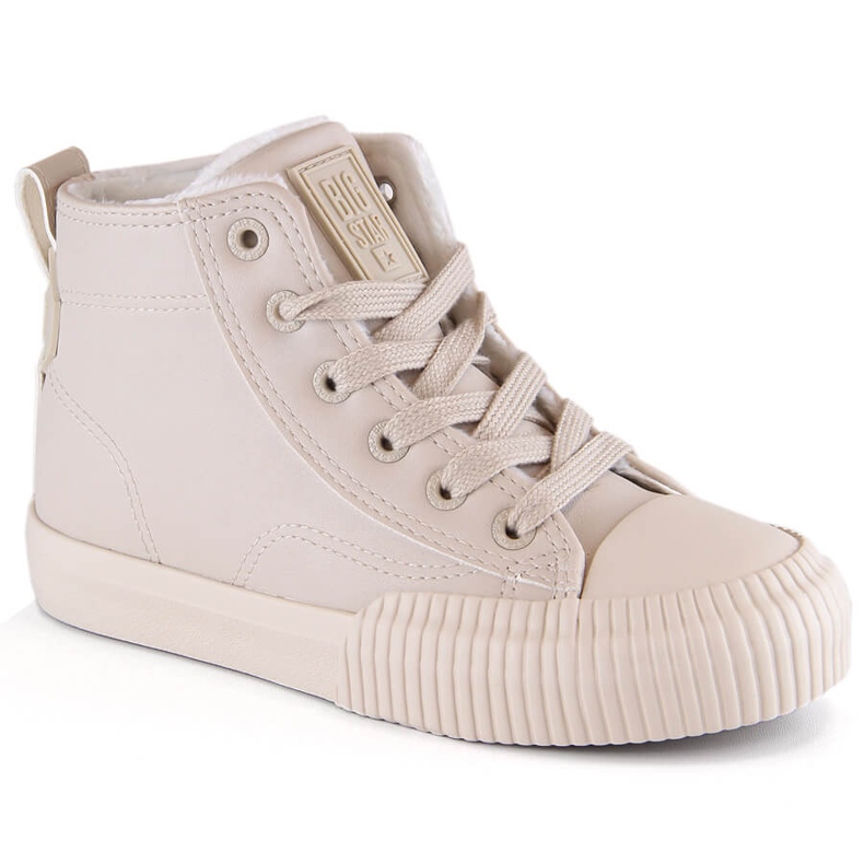 Children's insulated sneakers with laces and zippers beige Big Star MM374012