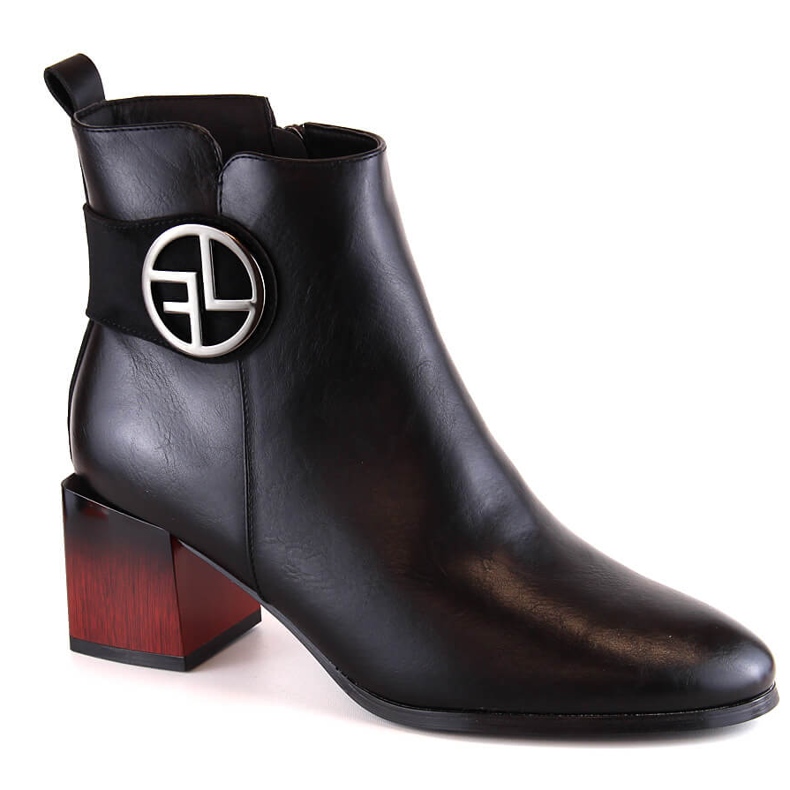 Women's boots on a decorative post black Potocki SZ12227