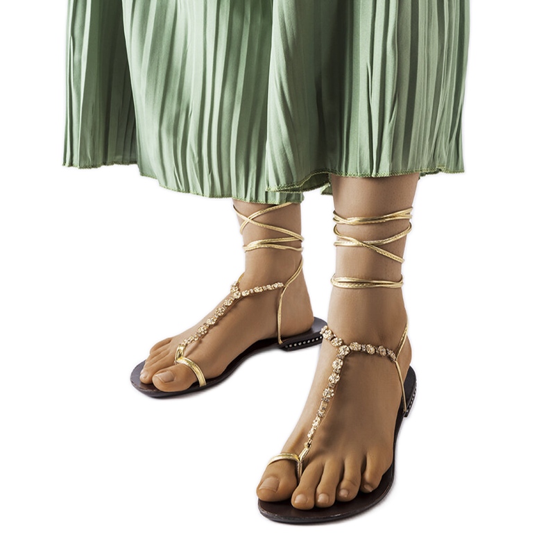 Gold sandals with rhinestones from Troghi golden Gold sandals with rhinestones from Troghi golden