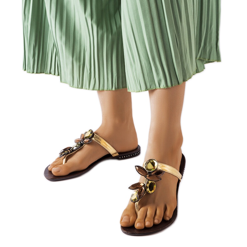 Golden elegant Zarattini flip-flops