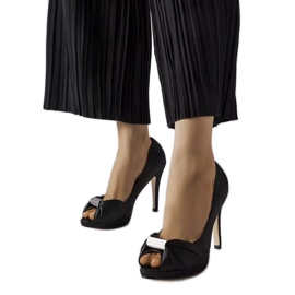Black peep toe heels from Paré