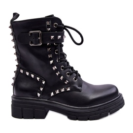 Women's Chunky Worker Boots with Jets Black Tyralis