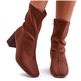 Brown Amisa Fabric Zipper Boots