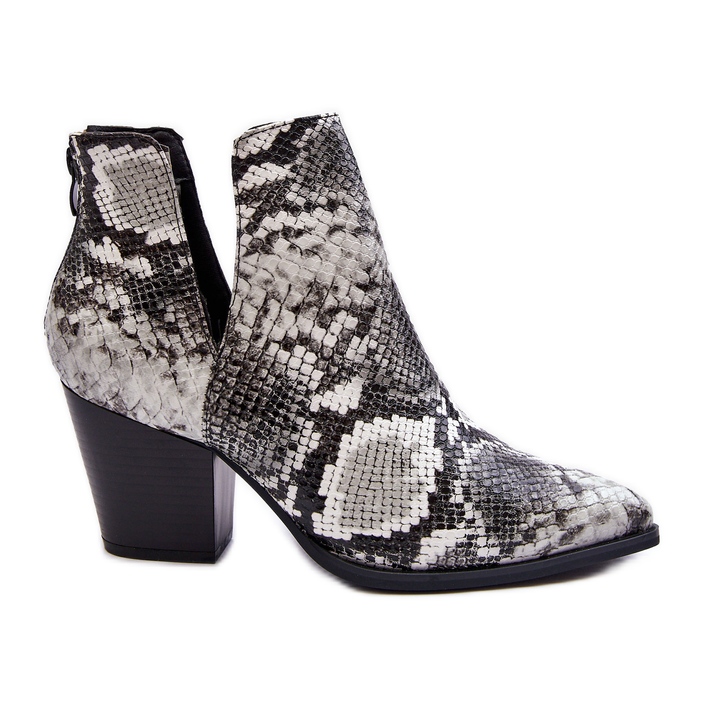 Women s Cut Out Snake Boots Black And White Caderina