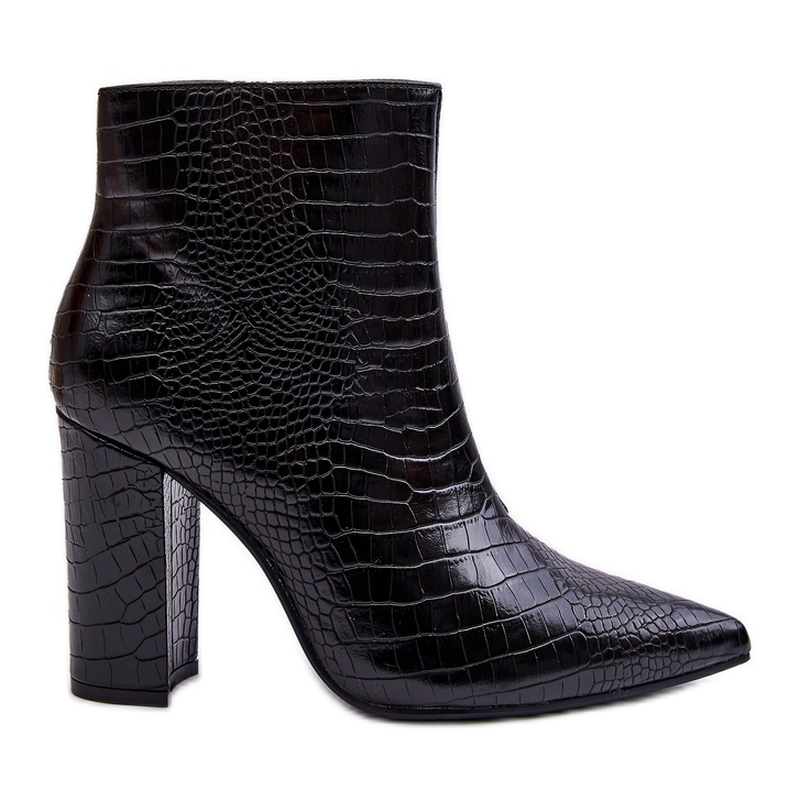 Boots On A Heel Snake Pattern Black Daldala