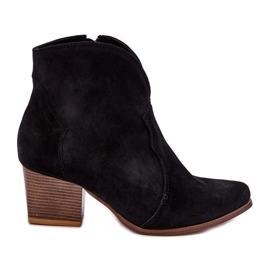 Lewski Shoes Suede Cowboy Boots Leewski EV28 Black