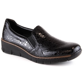 Comfortable lacquered women's step-black shoes Rieker 53766-45 Comfortable lacquered women's step-black shoes Rieker 53766-45