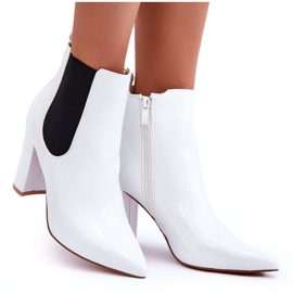Lacquered Boots On A Heel White Evita Lacquered Boots On A Heel White Evita