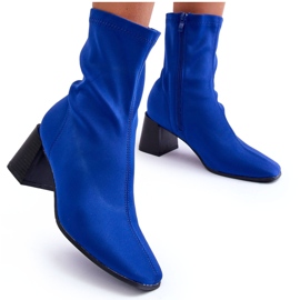 Blue Amisa Fabric Zipper Boots