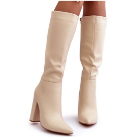 WS1 Elegant High Heels Leather Beige Eudonice