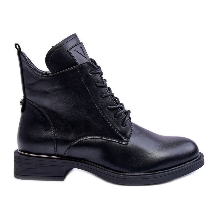 Vinceza Women's Leather Worker Boots Black Tedrick