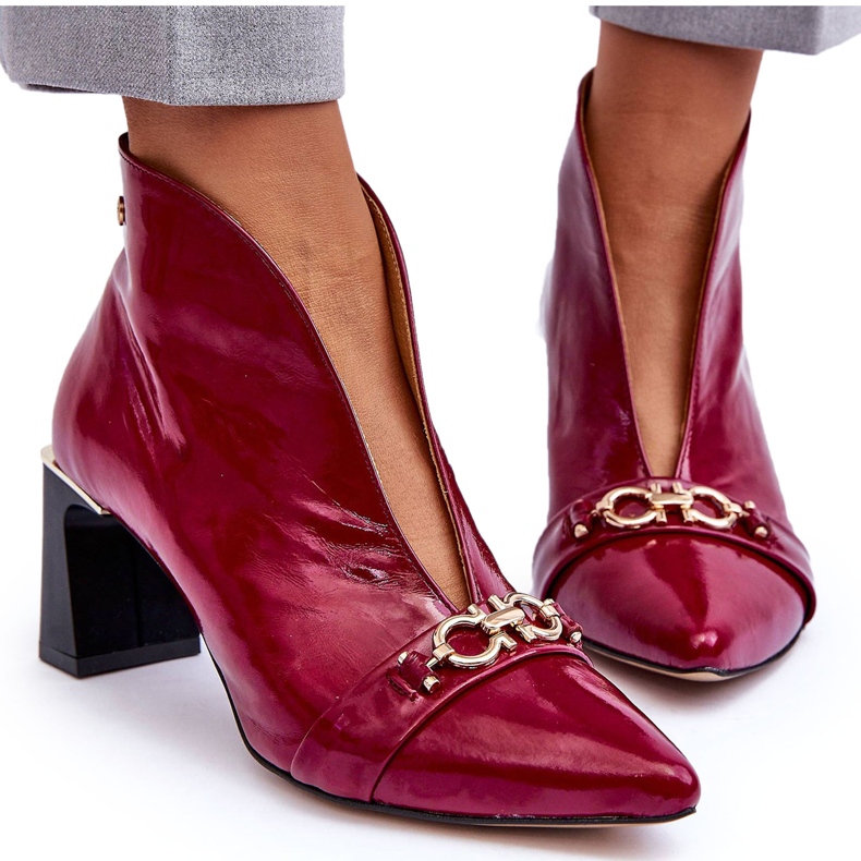 Leather Boots On Heel Maciejka 05262-15 Fuchsia pink