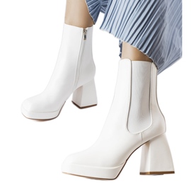White chunky heel boots from Watson White chunky heel boots from Watson