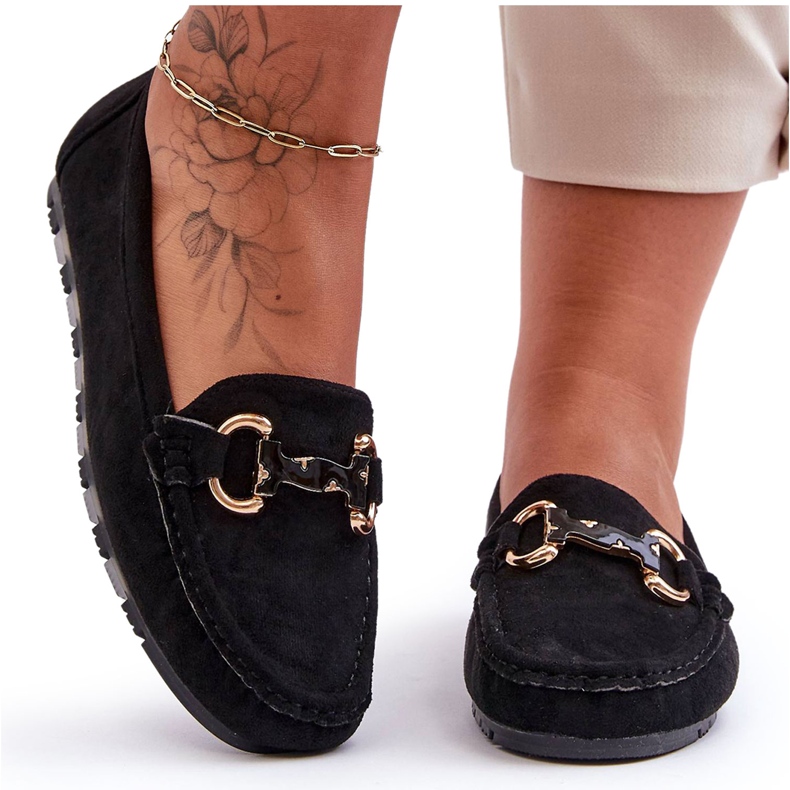 PG1 Women's Suede Loafers With Decoration Black Dionira PG1 Women's Suede Loafers With Decoration Black Dionira