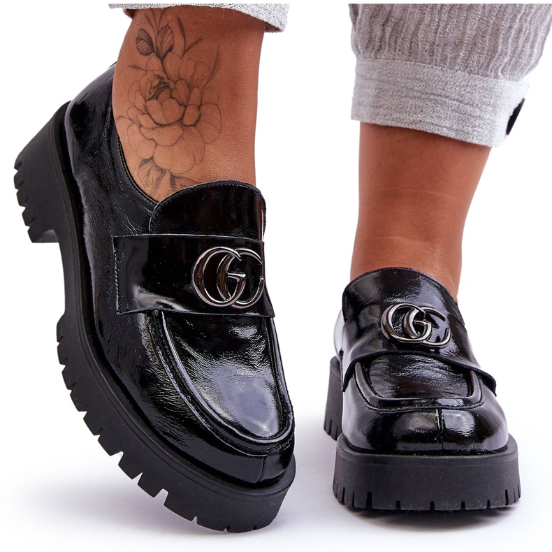 Laura Messi Women's Leather Shoes With Decoration Black Rosefalls Laura Messi Women's Leather Shoes With Decoration Black Rosefalls