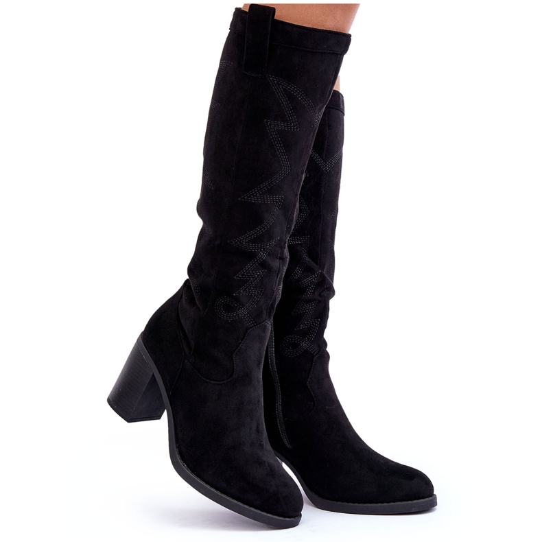 Day-Vine Women's Suede High Heel Boots Black Khabira Day-Vine Women's Suede High Heel Boots Black Khabira
