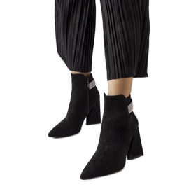 Black ankle boots with zircons from Liviana