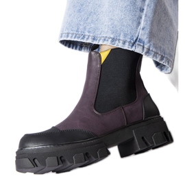 Black and purple slip-on boots from Sibyla
