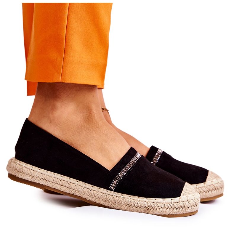 S.Barski Classic Women's Black Slip-On Espadrilles Cersei