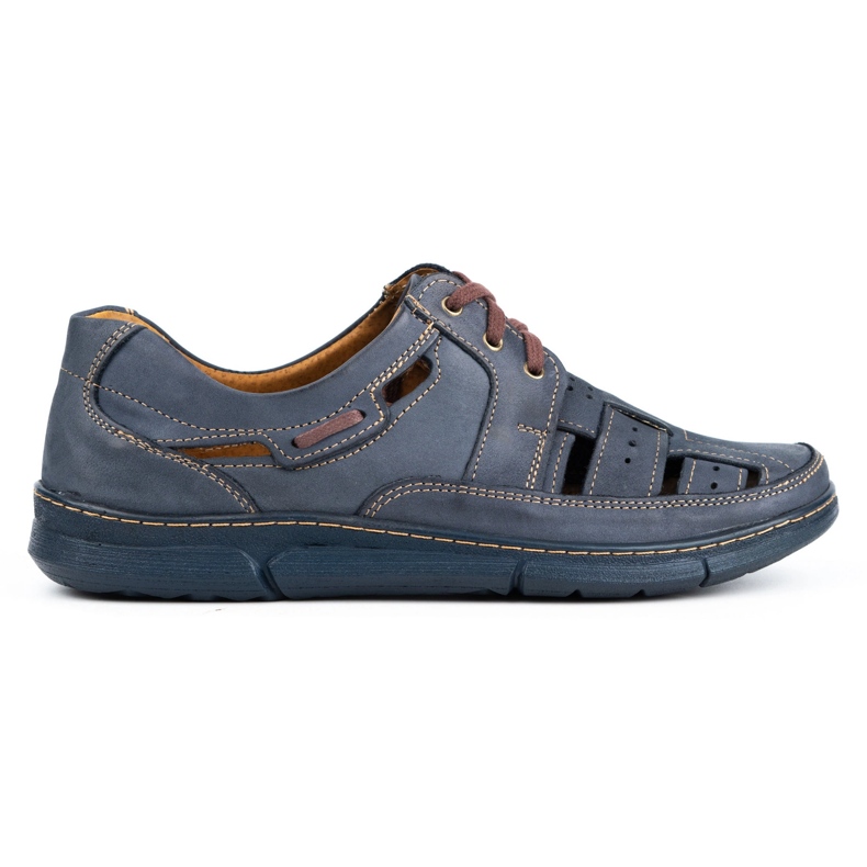 Olivier Men's openwork summer shoes 600 navy blue