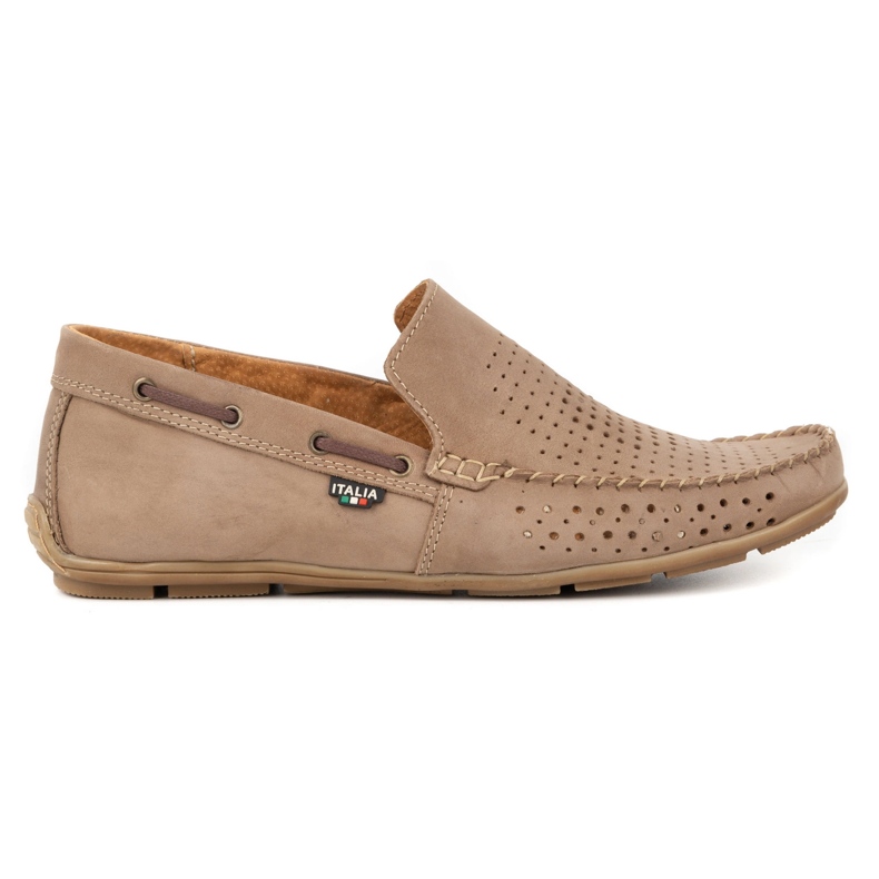 Olivier Men's summer leather loafers 085DKNT brown