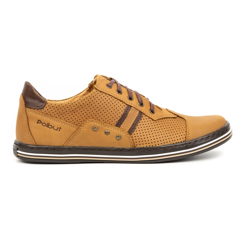 Polbut Men's casual leather shoes 1801P red orange